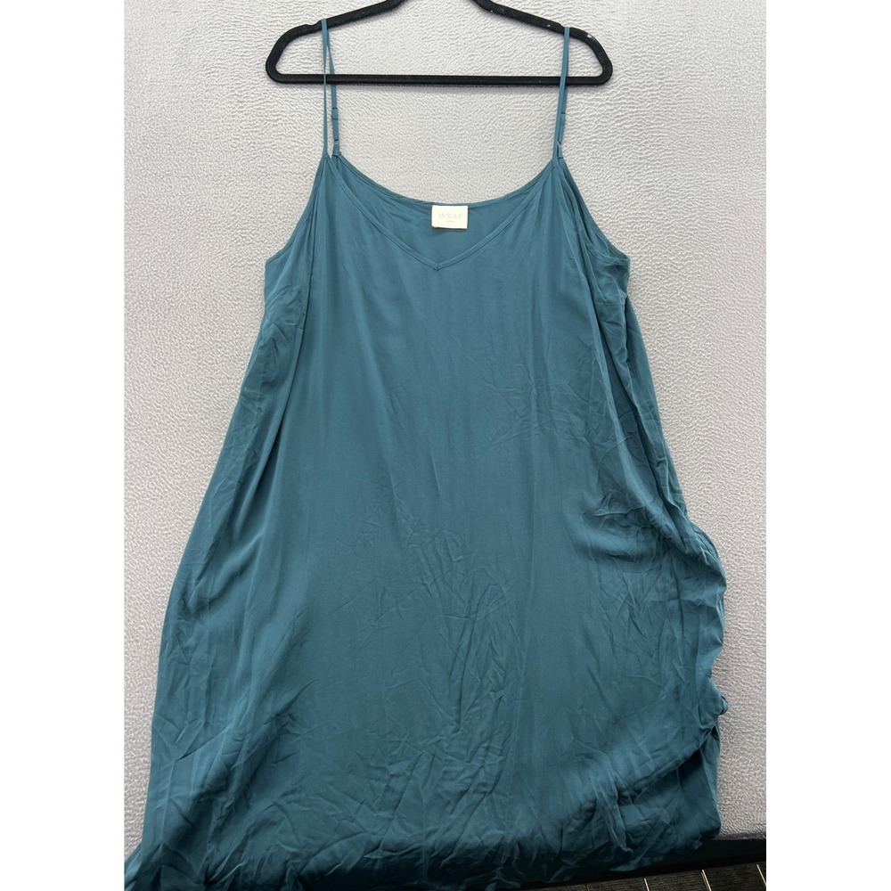 Wrap London Dress Women's Size 14 Teal Blue Viscose Midi Dress Tank
